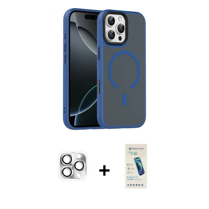 MARSİLYAN™- iPhone 16 Pro Max Kılıf Doruk Form Serisi - Şeffaf Pasifik Cam Ekran Koruyucu + Pers Alüminyum Kamera Lens - GS