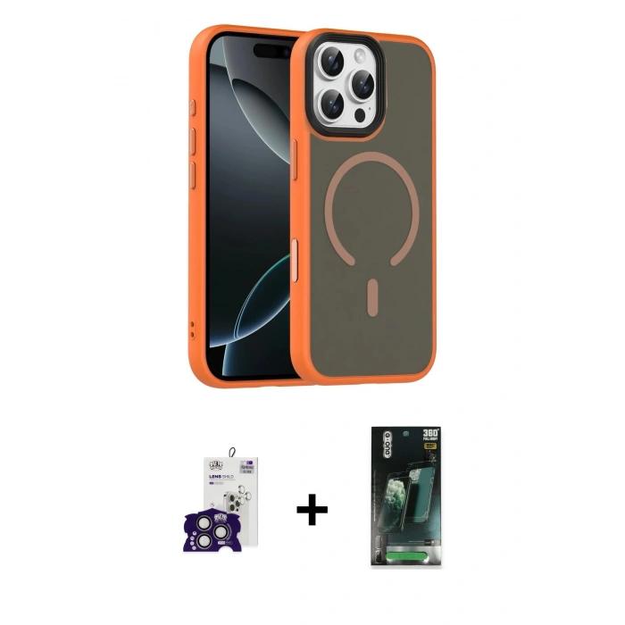 MARSİLYAN™- iPhone 16 Pro Max Kılıf Doruk Form Serisi - Siyah 360 Mat Full Body Arka Koruyucu + Bilvis Titan Kamera Lens - TMGI