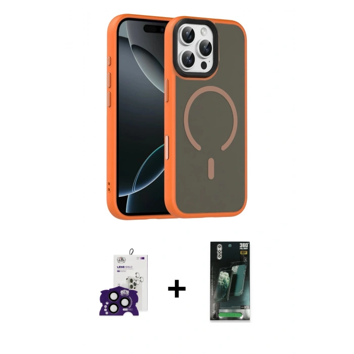 MARSİLYAN™- iPhone 16 Pro Max Kılıf Doruk Form Serisi - Siyah 360 Mat Full Body Arka Koruyucu + Bilvis Titan Kamera Lens - SH