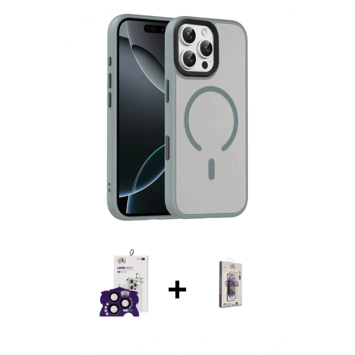 MARSİLYAN™- iPhone 16 Pro Max Kılıf Doruk Form Serisi - Siyah Bilvis 3D Cam Ekran Koruyucu + Bilvis Titan Kamera Lens - SH