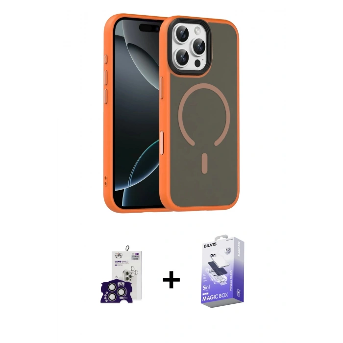 MARSİLYAN™- iPhone 16 Pro Max Kılıf Doruk Form Serisi - Siyah Bilvis 5in1 5D Magic Hayalet Cam Ekran Koruyucu + Bilvis Titan Kamera Lens - TMGI