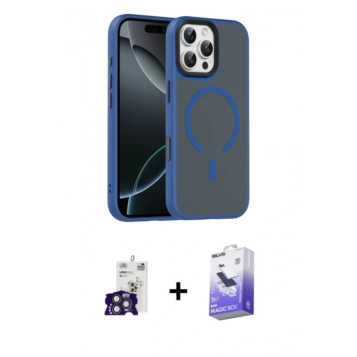 MARSİLYAN™- iPhone 16 Pro Max Kılıf Doruk Form Serisi - Siyah Bilvis 5in1 5D Magic Hayalet Cam Ekran Koruyucu + Bilvis Titan Kamera Lens - TMGI