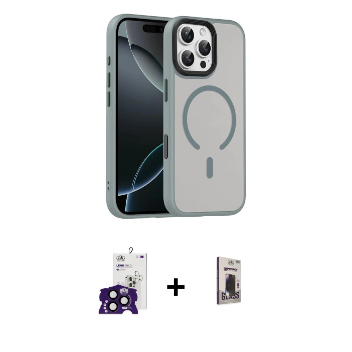 MARSİLYAN™- iPhone 16 Pro Max Kılıf Doruk Form Serisi - Siyah Bilvis Hayalet Cam Ekran Koruyucu + Bilvis Titan Kamera Lens - SH