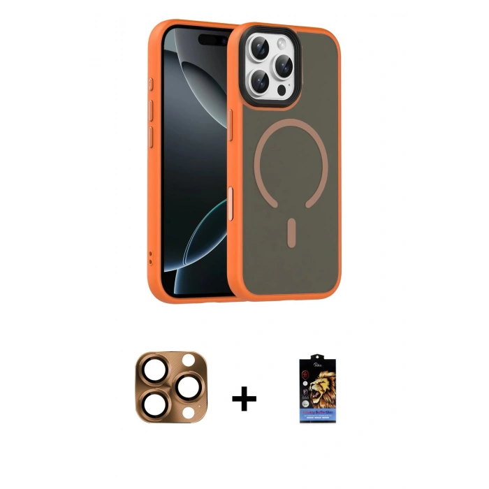 MARSİLYAN™- iPhone 16 Pro Max Kılıf Doruk Form Serisi - Siyah Buffer Hayalet Cam Ekran Koruyucu + Pers Alüminyum Kamera Lens - CLTM