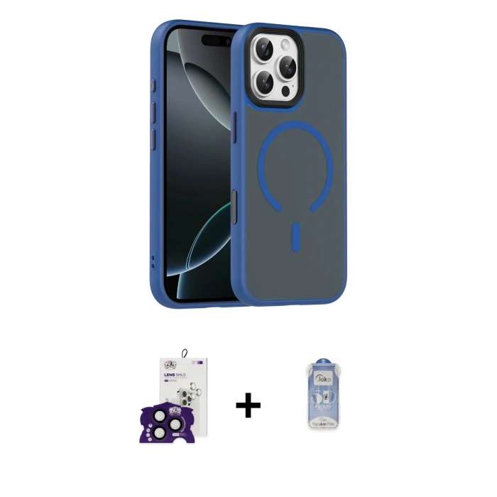 MARSİLYAN™- iPhone 16 Pro Max Kılıf Doruk Form Serisi - Siyah Joko Magic 5D Cam + Bilvis Titan Kamera Lens - SH