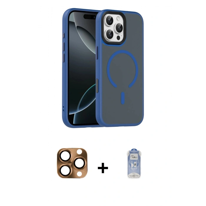 MARSİLYAN™- iPhone 16 Pro Max Kılıf Doruk Form Serisi - Siyah Joko Magic 5D Cam + Pers Alüminyum Kamera Lens - CLTM