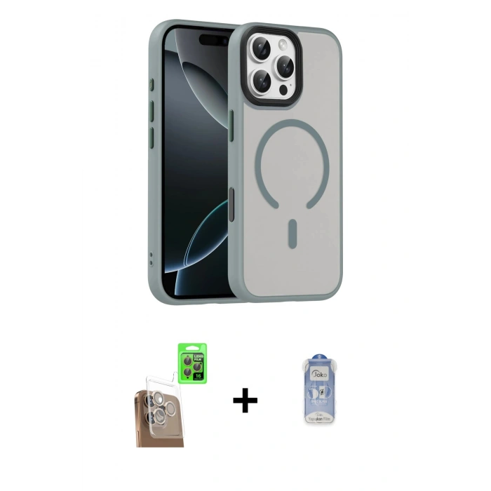 MARSİLYAN™- iPhone 16 Pro Max Kılıf Doruk Form Serisi - Siyah Joko Magic 5D Cam + Raze Metal Kamera Lens - CLTM
