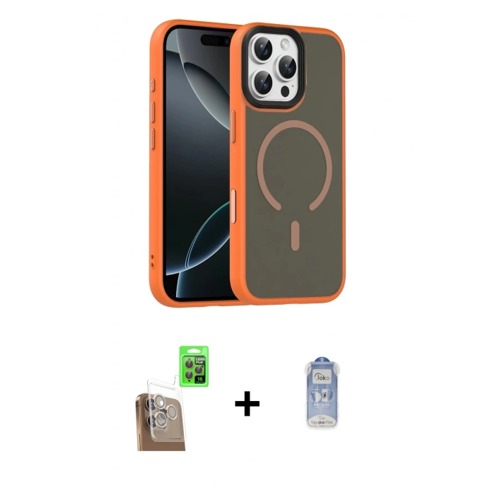 MARSİLYAN™- iPhone 16 Pro Max Kılıf Doruk Form Serisi - Siyah Joko Magic 5D Cam + Raze Metal Kamera Lens - CLTM