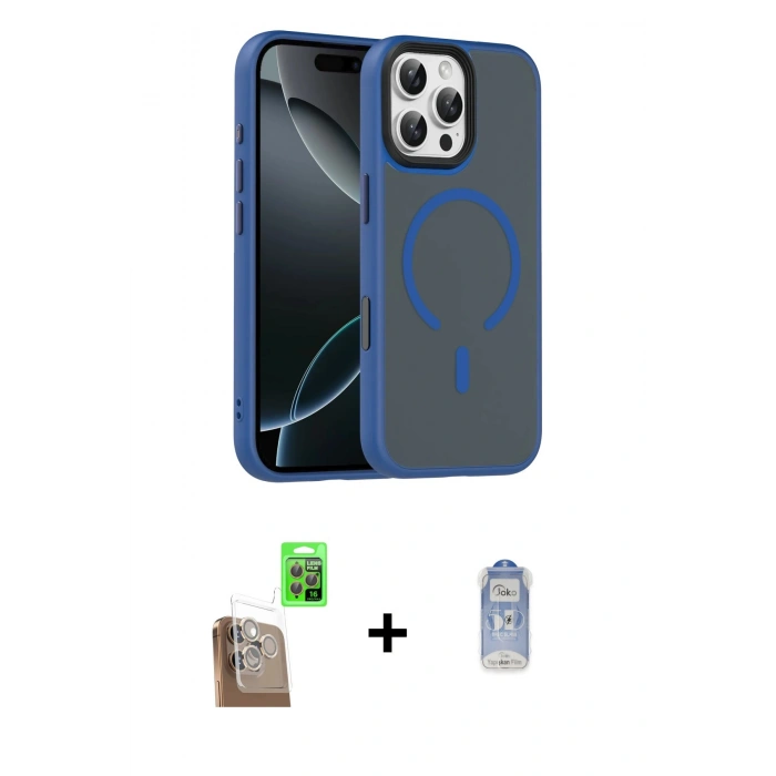 MARSİLYAN™- iPhone 16 Pro Max Kılıf Doruk Form Serisi - Siyah Joko Magic 5D Cam + Raze Metal Kamera Lens - CLTM