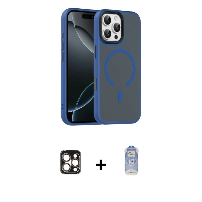 MARSİLYAN™- iPhone 16 Pro Max Kılıf Doruk Form Serisi - Siyah Joko Magic 5D Cam + PVD Metal Kamera Lens - GD