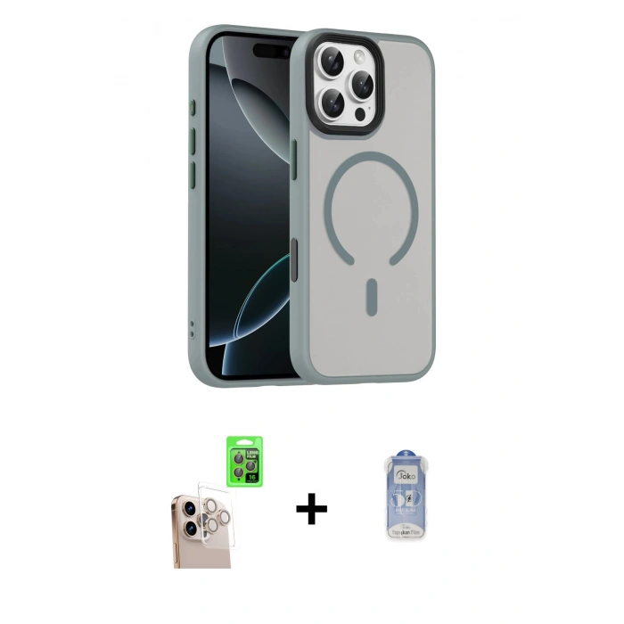 MARSİLYAN™- iPhone 16 Pro Max Kılıf Doruk Form Serisi - Siyah Joko Magic 5D Cam + Raze Metal Kamera Lens - NLGY