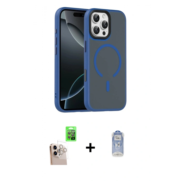 MARSİLYAN™- iPhone 16 Pro Max Kılıf Doruk Form Serisi - Siyah Joko Magic 5D Cam + Raze Metal Kamera Lens - NLGY