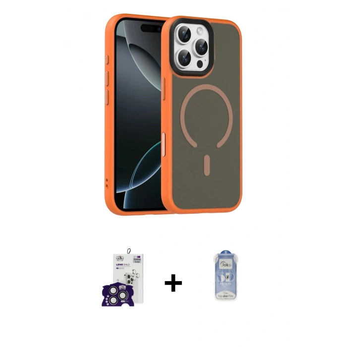 MARSİLYAN™- iPhone 16 Pro Max Kılıf Doruk Form Serisi - Siyah Joko Magic 5D Cam + Bilvis Titan Kamera Lens - TMGI