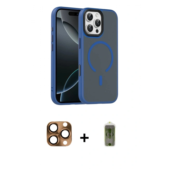 MARSİLYAN™- iPhone 16 Pro Max Kılıf Doruk Form Serisi - Siyah Joko Magic 5D Hayalet Cam + Pers Alüminyum Kamera Lens - CLTM