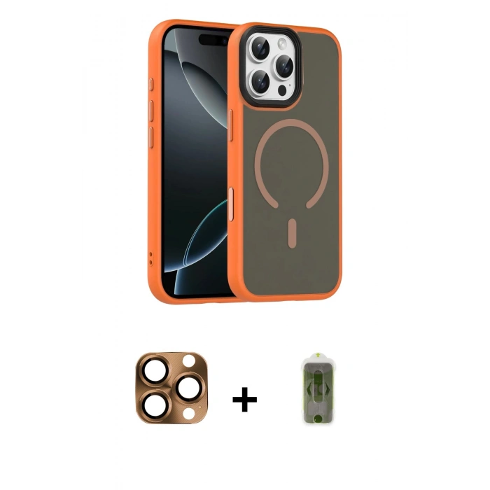 MARSİLYAN™- iPhone 16 Pro Max Kılıf Doruk Form Serisi - Siyah Joko Magic 5D Hayalet Cam + Pers Alüminyum Kamera Lens - CLTM