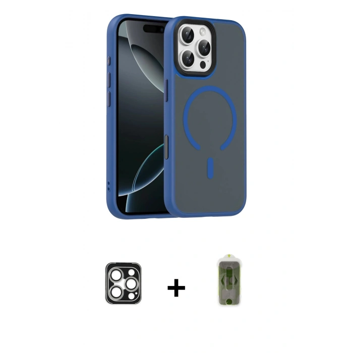MARSİLYAN™- iPhone 16 Pro Max Kılıf Doruk Form Serisi - Siyah Joko Magic 5D Hayalet Cam + PVD Metal Kamera Lens - GS