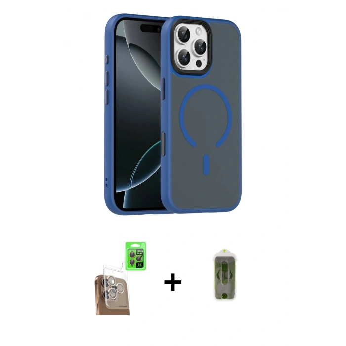 MARSİLYAN™- iPhone 16 Pro Max Kılıf Doruk Form Serisi - Siyah Joko Magic 5D Hayalet Cam + Raze Metal Kamera Lens - CLTM