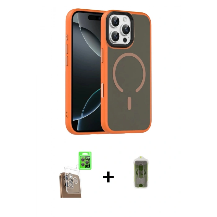 MARSİLYAN™- iPhone 16 Pro Max Kılıf Doruk Form Serisi - Siyah Joko Magic 5D Hayalet Cam + Raze Metal Kamera Lens - CLTM