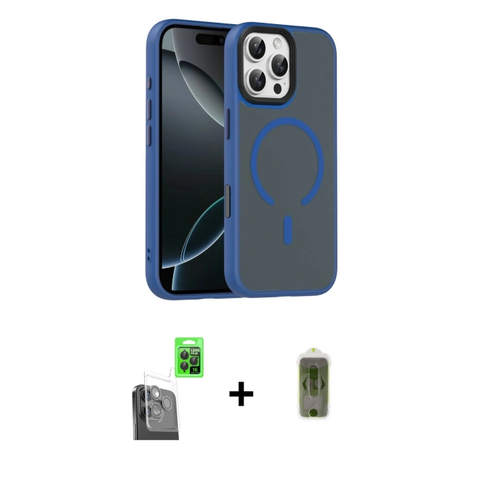MARSİLYAN™- iPhone 16 Pro Max Kılıf Doruk Form Serisi - Siyah Joko Magic 5D Hayalet Cam + Raze Metal Kamera Lens - SH