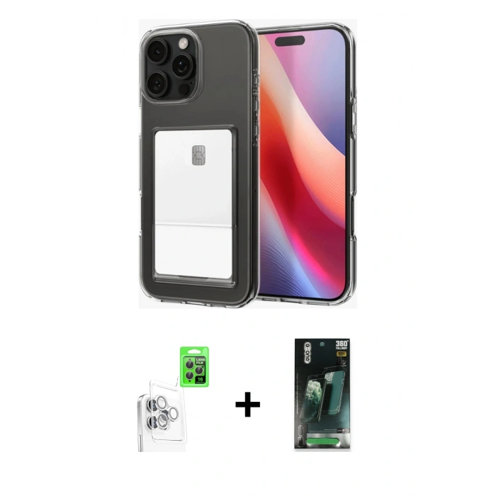 MARSİLYAN™- iPhone 16 Pro Max Kılıf Doruk Klasik Koleksiyonu - Siyah 360 Mat Full Body Arka Koruyucu + Raze Metal Kamera Lens - BZ
