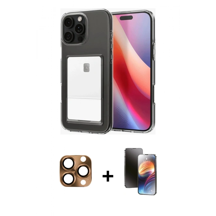 MARSİLYAN™- iPhone 16 Pro Max Kılıf Doruk Klasik Koleksiyonu - Siyah 3D Antistatik Mat Seramik Nano Ekran Koruyucu + Çöl Titanyum Pers Alüminyum Kamera Lens