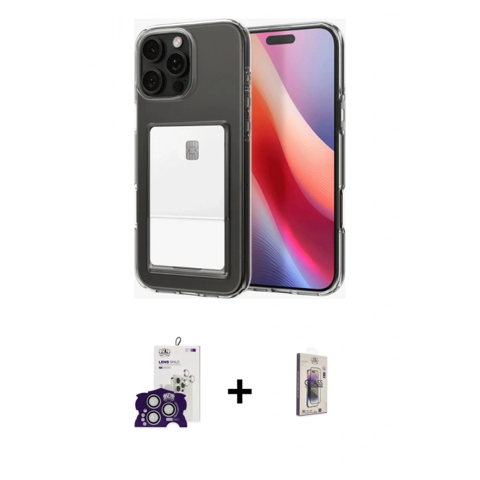 MARSİLYAN™- iPhone 16 Pro Max Kılıf Doruk Klasik Koleksiyonu - Siyah Bilvis 3D Cam Ekran Koruyucu + Bilvis Titan Kamera Lens - GS