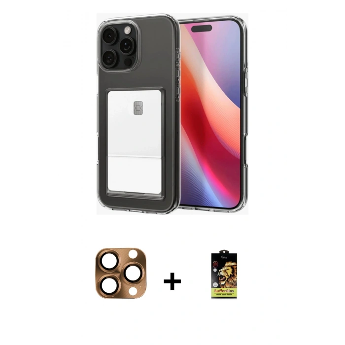MARSİLYAN™- iPhone 16 Pro Max Kılıf Doruk Klasik Koleksiyonu - Siyah Buffer Cam Ekran Koruyucu + Pers Alüminyum Kamera Lens - CLTM