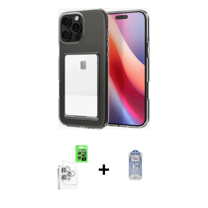 MARSİLYAN™- iPhone 16 Pro Max Kılıf Doruk Klasik Koleksiyonu - Siyah Joko Magic 5D Cam + Raze Metal Kamera Lens - BZ