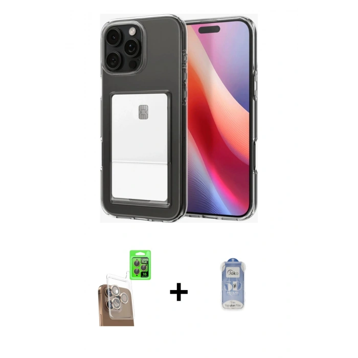 MARSİLYAN™- iPhone 16 Pro Max Kılıf Doruk Klasik Koleksiyonu - Siyah Joko Magic 5D Cam + Raze Metal Kamera Lens - CLTM