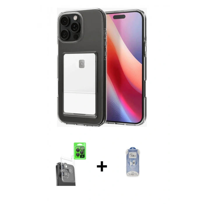 MARSİLYAN™- iPhone 16 Pro Max Kılıf Doruk Klasik Koleksiyonu - Siyah Joko Magic 5D Cam + Raze Metal Kamera Lens - SH