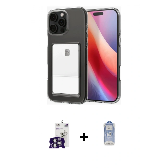 MARSİLYAN™- iPhone 16 Pro Max Kılıf Doruk Klasik Koleksiyonu - Siyah Joko Magic 5D Cam + Bilvis Titan Kamera Lens - TMGI