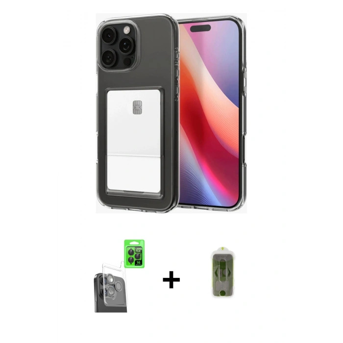 MARSİLYAN™- iPhone 16 Pro Max Kılıf Doruk Klasik Koleksiyonu - Siyah Joko Magic 5D Hayalet Cam + Raze Metal Kamera Lens - SH