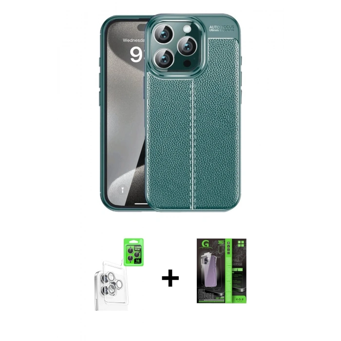 MARSİLYAN™- iPhone 16 Pro Max Kılıf Doruk Klasik Özel Seri - Şeffaf 360 Full Body Arka Koruyucu + Raze Metal Kamera Lens - BZ