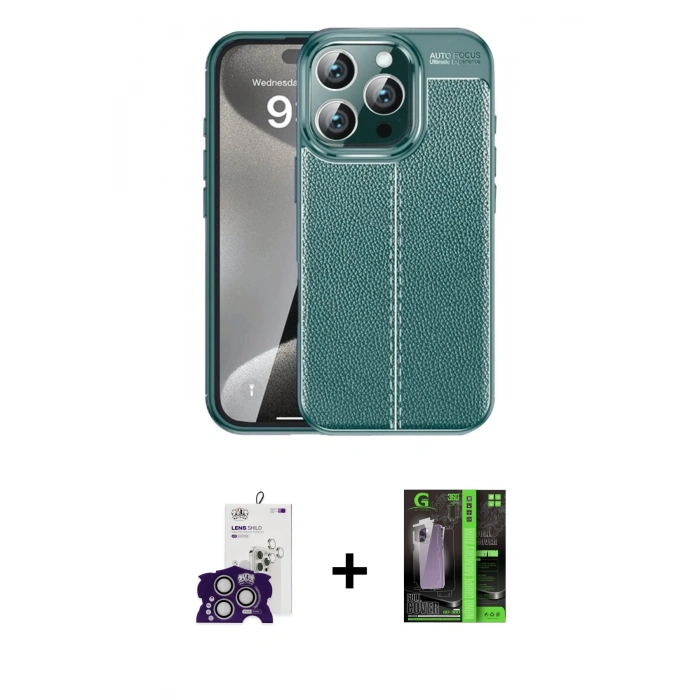 MARSİLYAN™- iPhone 16 Pro Max Kılıf Doruk Klasik Özel Seri - Şeffaf 360 Full Body Arka Koruyucu + Bilvis Titan Kamera Lens - GS