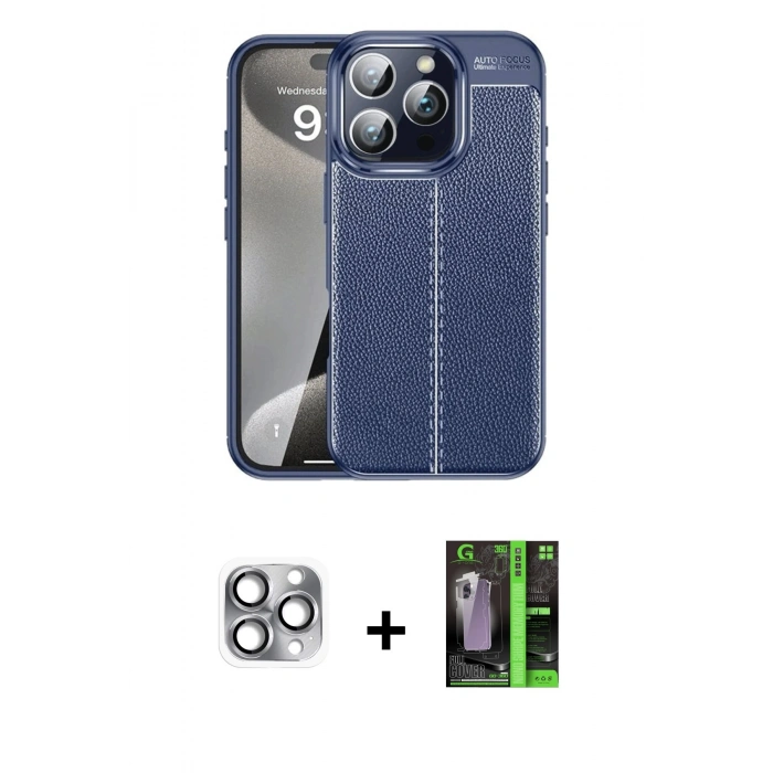 MARSİLYAN™- iPhone 16 Pro Max Kılıf Doruk Klasik Özel Seri - Şeffaf 360 Full Body Arka Koruyucu + Pers Alüminyum Kamera Lens - GI