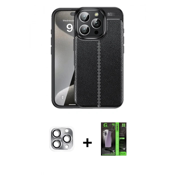 MARSİLYAN™- iPhone 16 Pro Max Kılıf Doruk Klasik Özel Seri - Şeffaf 360 Full Body Arka Koruyucu + Pers Alüminyum Kamera Lens - GI