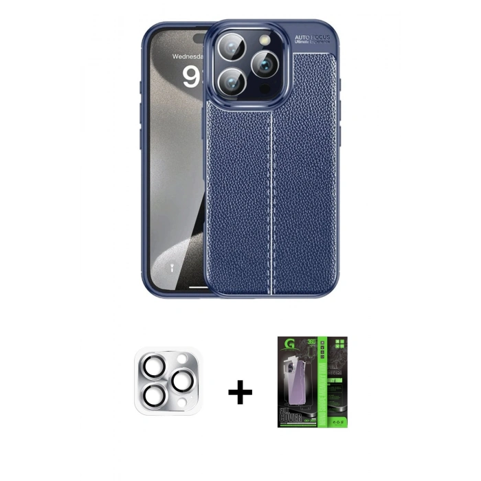 MARSİLYAN™- iPhone 16 Pro Max Kılıf Doruk Klasik Özel Seri - Şeffaf 360 Full Body Arka Koruyucu + Pers Alüminyum Kamera Lens - GS