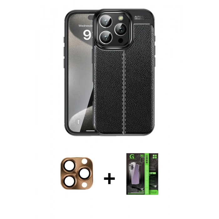MARSİLYAN™- iPhone 16 Pro Max Kılıf Doruk Klasik Özel Seri - Şeffaf 360 Full Body Arka Koruyucu + Pers Alüminyum Kamera Lens - CLTM