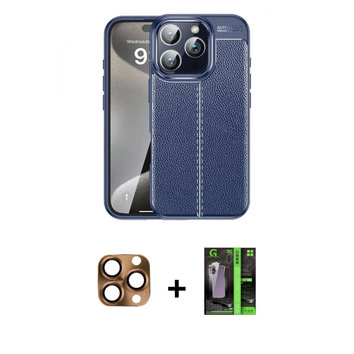 MARSİLYAN™- iPhone 16 Pro Max Kılıf Doruk Klasik Özel Seri - Şeffaf 360 Full Body Arka Koruyucu + Pers Alüminyum Kamera Lens - CLTM
