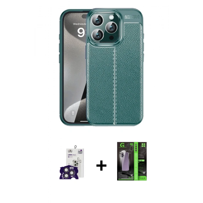 MARSİLYAN™- iPhone 16 Pro Max Kılıf Doruk Klasik Özel Seri - Şeffaf 360 Full Body Arka Koruyucu + Bilvis Titan Kamera Lens - TMGI