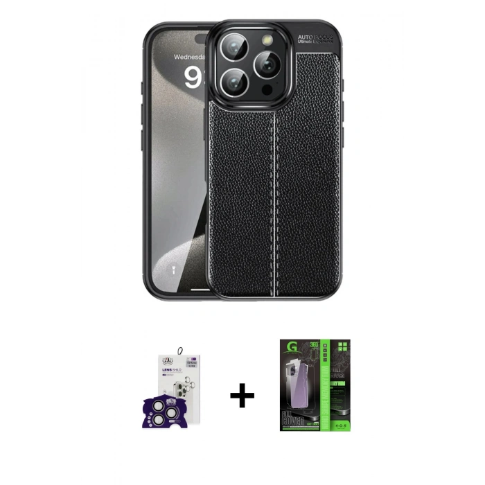 MARSİLYAN™- iPhone 16 Pro Max Kılıf Doruk Klasik Özel Seri - Şeffaf 360 Full Body Arka Koruyucu + Bilvis Titan Kamera Lens - TMGI