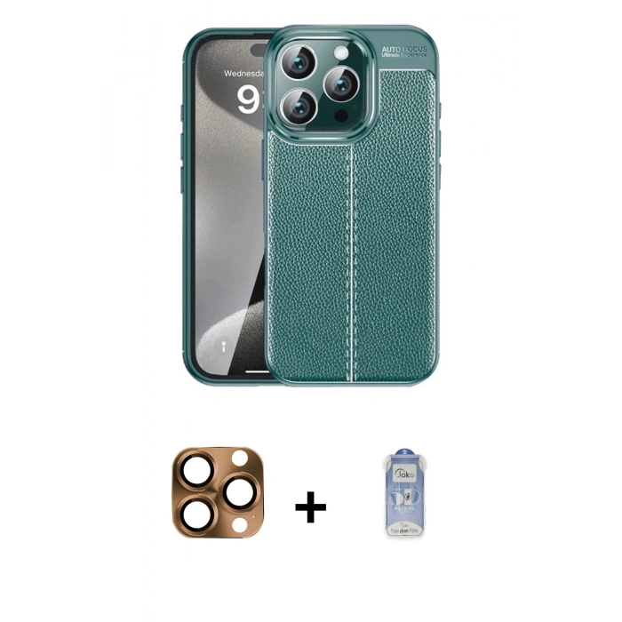 MARSİLYAN™- iPhone 16 Pro Max Kılıf Doruk Klasik Özel Seri - Siyah Joko Magic 5D Cam + Pers Alüminyum Kamera Lens - CLTM