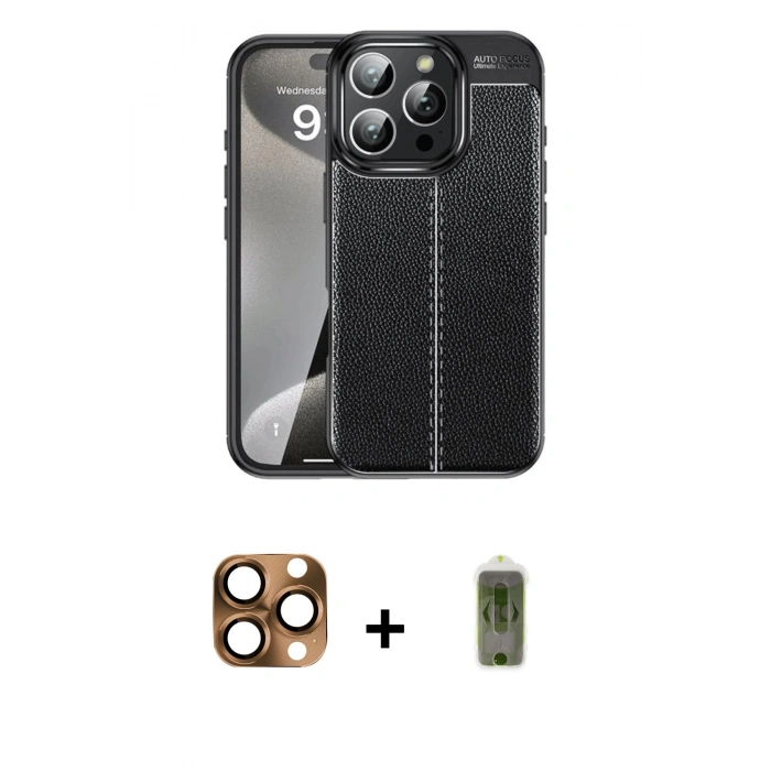 MARSİLYAN™- iPhone 16 Pro Max Kılıf Doruk Klasik Özel Seri - Siyah Joko Magic 5D Hayalet Cam + Pers Alüminyum Kamera Lens - CLTM