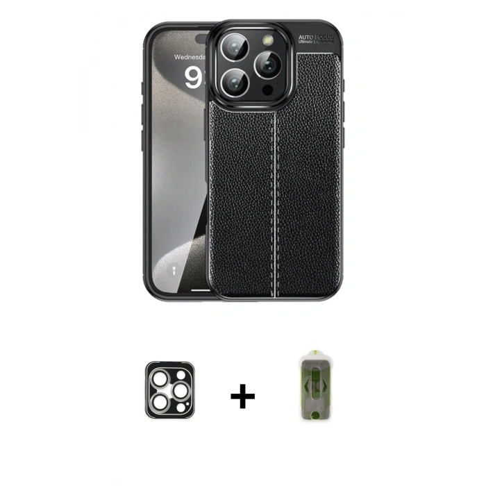 MARSİLYAN™- iPhone 16 Pro Max Kılıf Doruk Klasik Özel Seri - Siyah Joko Magic 5D Hayalet Cam + Gümüş PVD Metal Kamera Lens