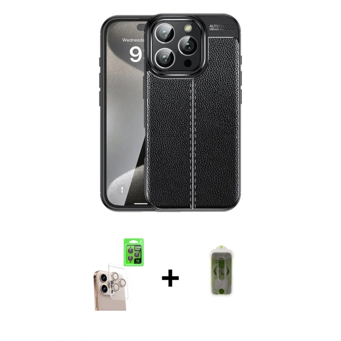 MARSİLYAN™- iPhone 16 Pro Max Kılıf Doruk Klasik Özel Seri - Siyah Joko Magic 5D Hayalet Cam + Raze Metal Kamera Lens - NLGY