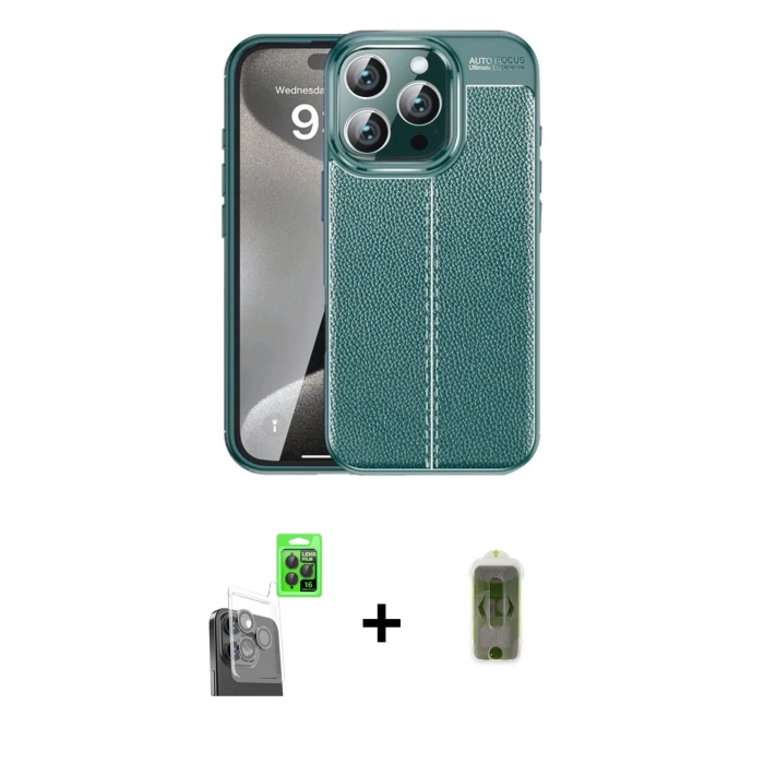 MARSİLYAN™- iPhone 16 Pro Max Kılıf Doruk Klasik Özel Seri - Siyah Joko Magic 5D Hayalet Cam + Raze Metal Kamera Lens - SH
