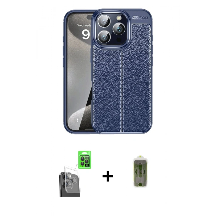 MARSİLYAN™- iPhone 16 Pro Max Kılıf Doruk Klasik Özel Seri - Siyah Joko Magic 5D Hayalet Cam + Raze Metal Kamera Lens - SH