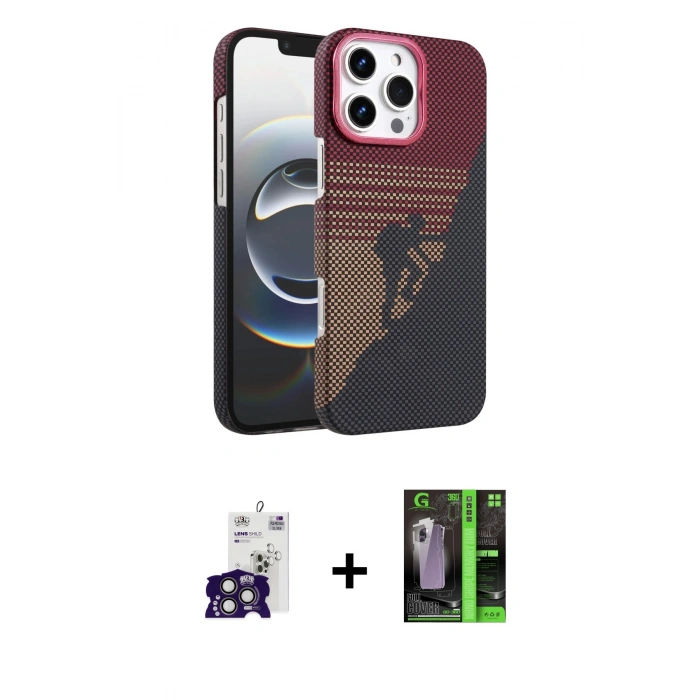 MARSİLYAN™- iPhone 16 Pro Max Kılıf Doruk Serisi - Şeffaf 360 Full Body Arka Koruyucu + Bilvis Titan Kamera Lens - TMGI
