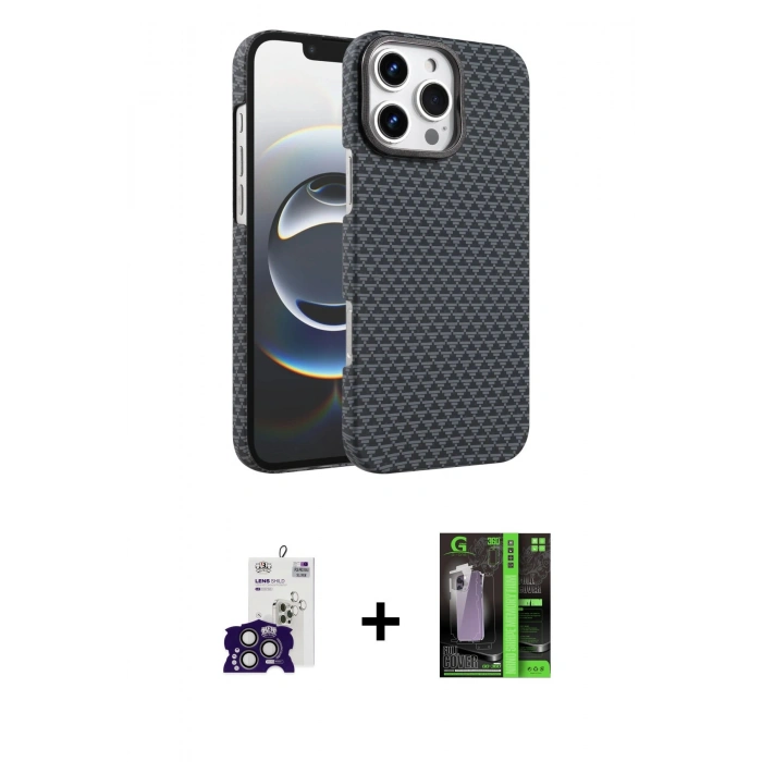 MARSİLYAN™- iPhone 16 Pro Max Kılıf Doruk Serisi - Şeffaf 360 Full Body Arka Koruyucu + Bilvis Titan Kamera Lens - TMGI
