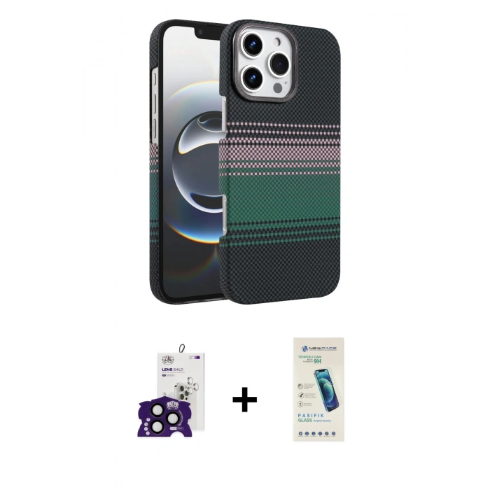 MARSİLYAN™- iPhone 16 Pro Max Kılıf Doruk Serisi - Şeffaf Pasifik Cam Ekran Koruyucu + Bilvis Titan Kamera Lens - SH